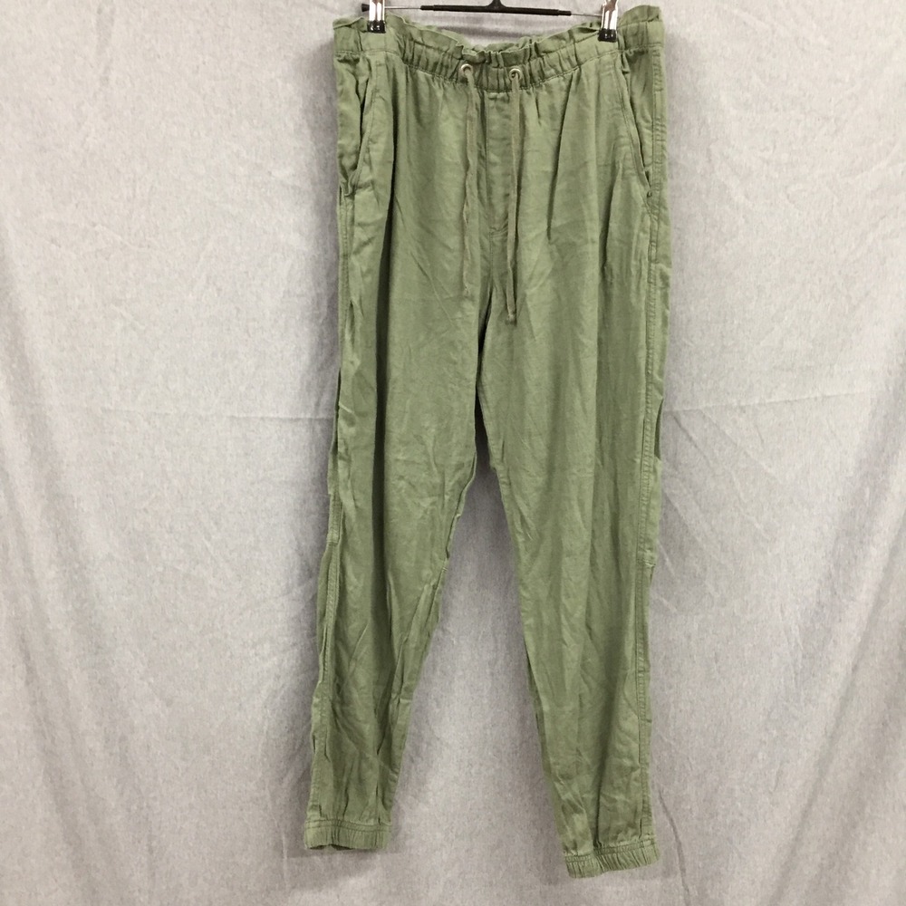 Social‎ Standard by Sanctuary Olive Green Linen Blend Joggers Paperbag Waist M